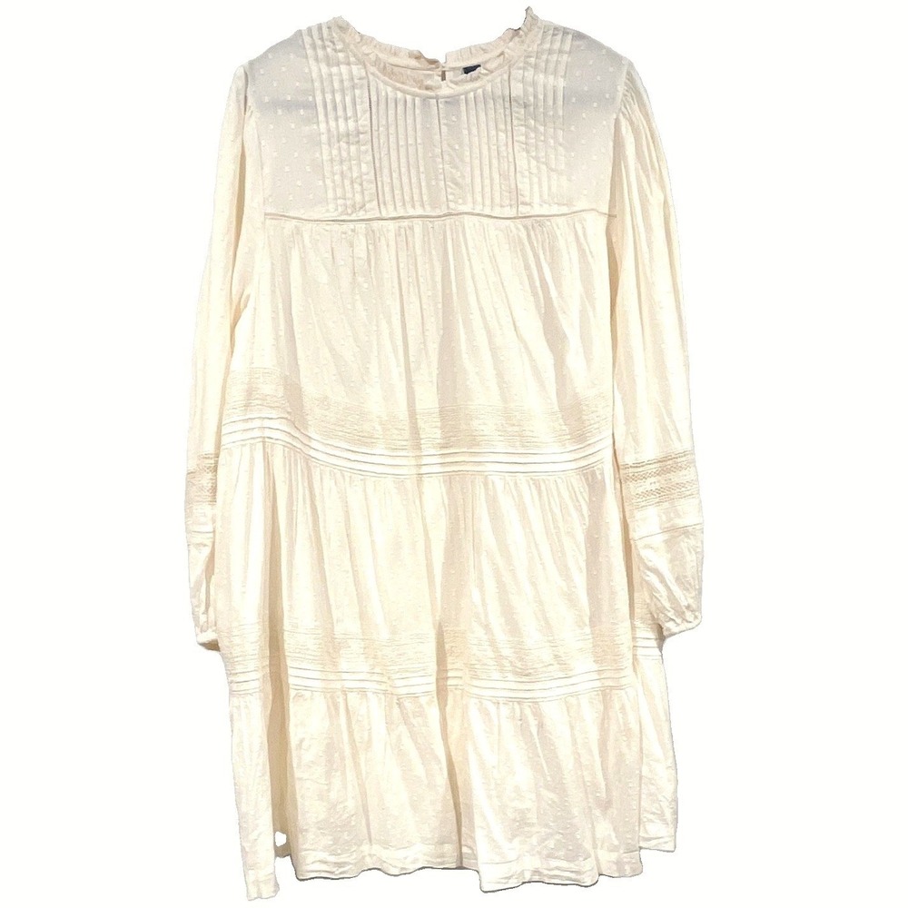 Old Navy Ivory Clip Dot Lace Tiered Mini Dress Long Sleeve Plus Size 3X Boho